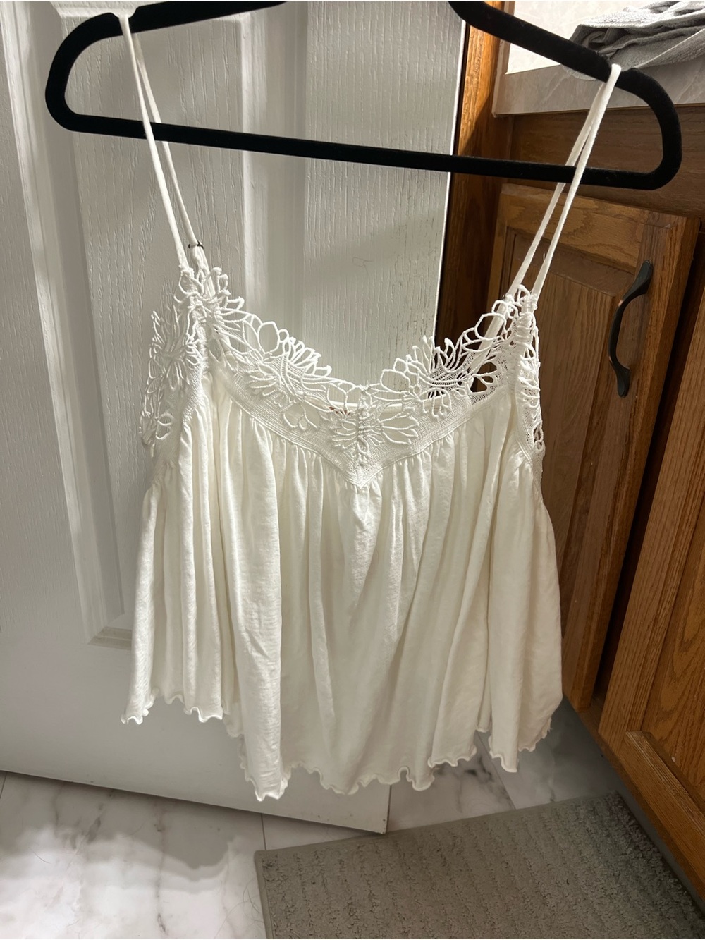 NEW WITH TAGS - Free People Ivory/White Lace-Trim Camisole